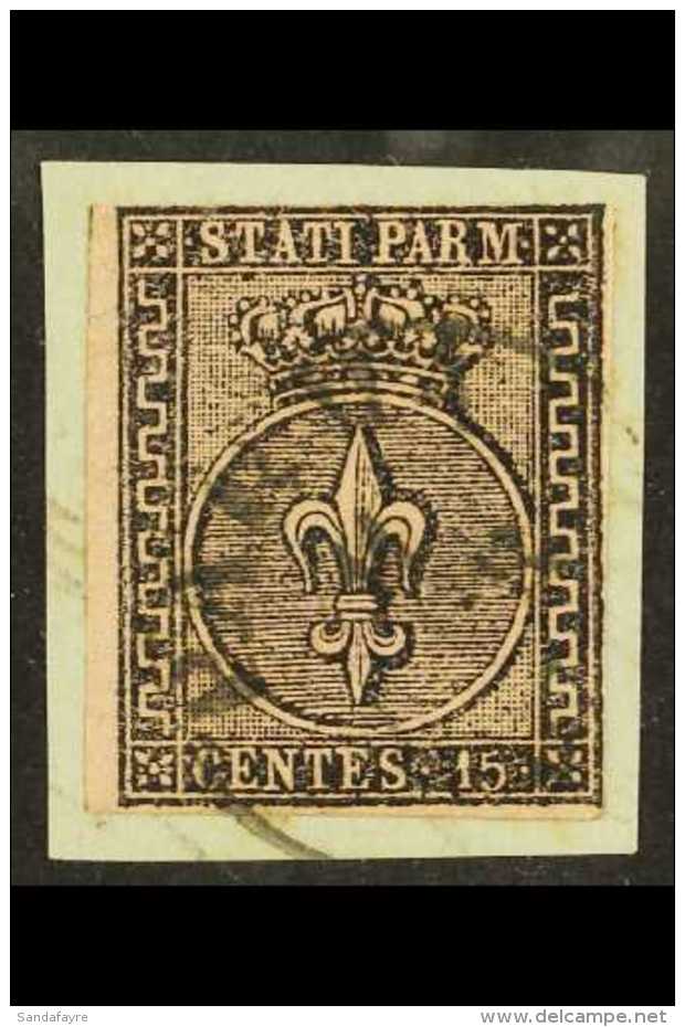 PARMA  1852 15c Black On Rose, Sass 3, Very Fine Used On Piece. Cat &euro;190 (&pound;160) For More Images,... - Ohne Zuordnung