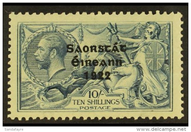 1928 WIDE DATE  10s Dull Grey Blue Seahorse, SG 88, From The Broken "S" Plate (Hib. T74d), Very Fine Mint.  For... - Sonstige & Ohne Zuordnung