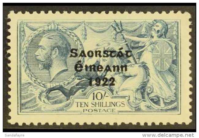 1922-23  10s Dull Grey Blue Seahorse, SG 66, From The Perfect "S" Plate (Hib. T61j), Fine Mint. For More Images,... - Otros & Sin Clasificación