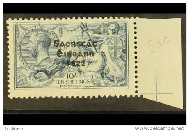 1922  10s Dull Grey Blue With Irish Free State Ovpt, Variety "Sac For Sao", SG 66 Var, Very Fine Marginal Mint... - Otros & Sin Clasificación