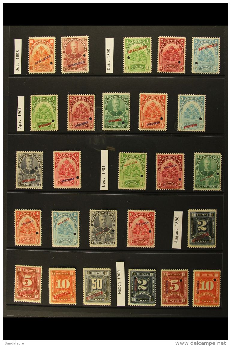 1898 ISSUES OVERPRINTED "SPECIMEN"  All Different, With President Simon Sam And Coat Of Arms Definitives Plus... - Haiti