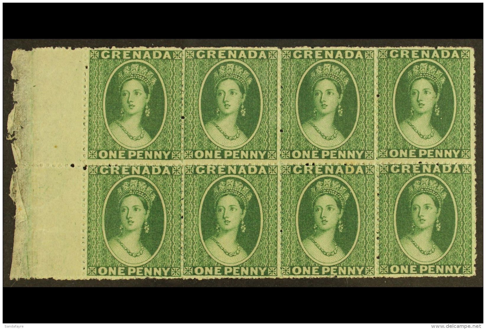 1862  1d Green, SG 2, Superb Mint Marginal Block Of 8 (4 X 2) With Full Original Gum And Beautiful Original... - Granada (...-1974)