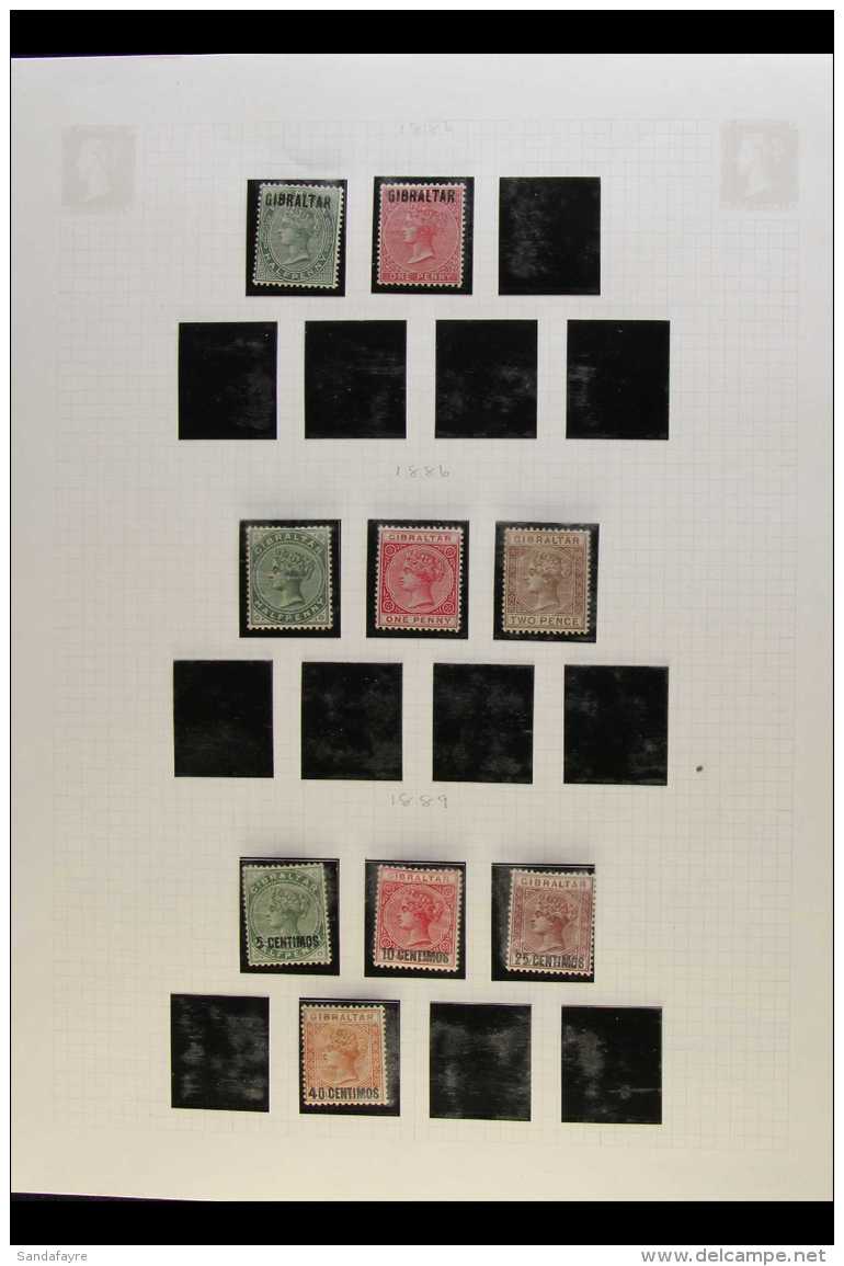 1886-1953 ATTRACTIVE FINE MINT COLLECTION  In Hingeless Mounts On Leaves, Inc 1886 &frac12;d &amp; 1d Opts,... - Gibraltar