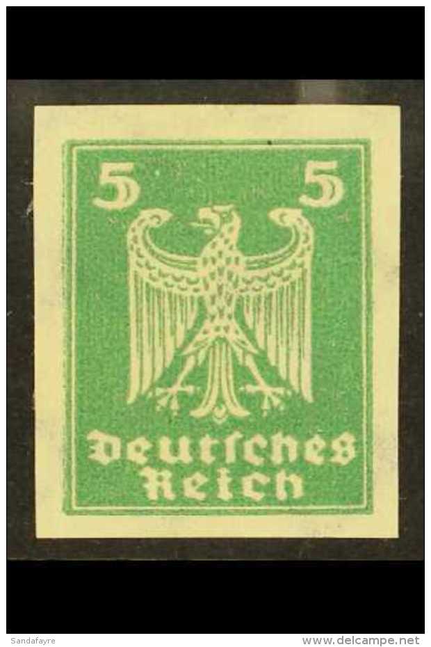 1924  5pf Green Eagle IMPERF (Michel 356 U, SG 370a), Fine Mint, Very Fresh, Expertized Kosack. For More Images,... - Sonstige & Ohne Zuordnung
