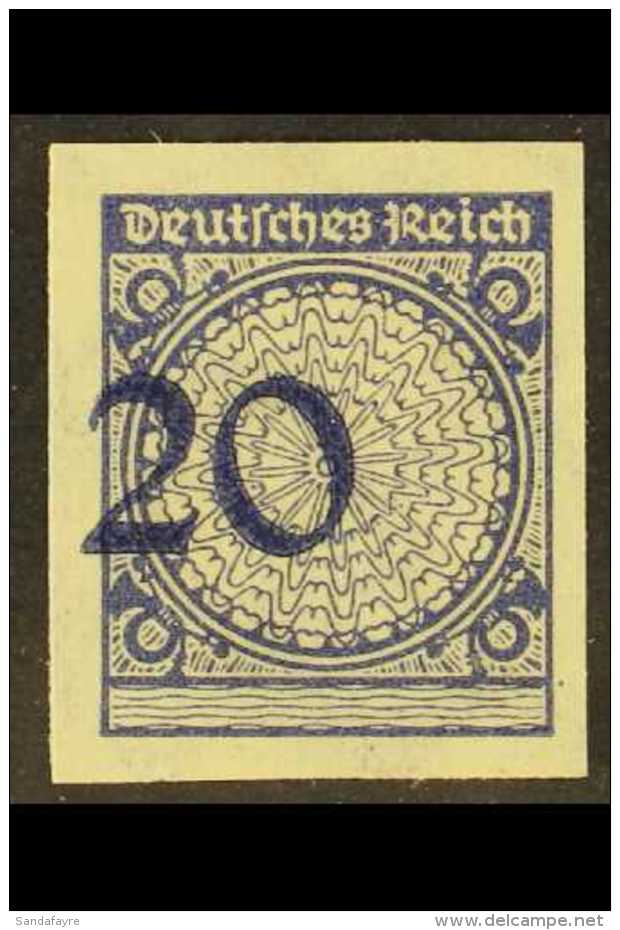 1923  (Dec) 20pf Violet-blue IMPERF (Michel 341 U, SG 355a), Very Fine Mint, Numeral '20' Shifted To The Left,... - Sonstige & Ohne Zuordnung