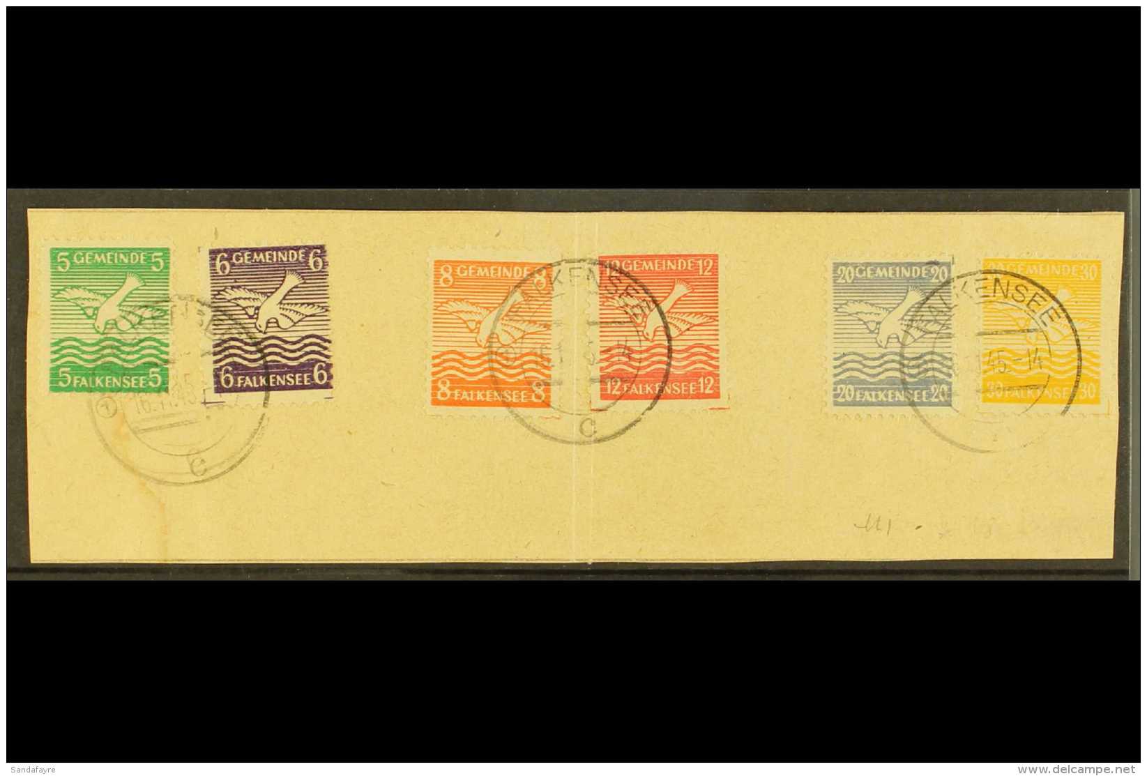 FALKANSEE  1945 Bird Definitive Set On Piece, Mi 1/6, Fine Used (6 Stamps) For More Images, Please Visit... - Sonstige & Ohne Zuordnung