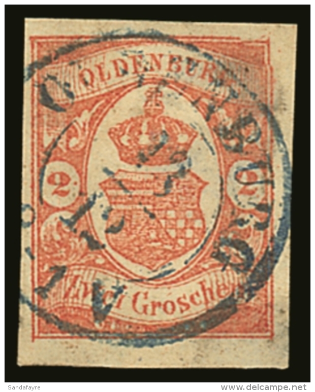 OLDENBURG  1861 2g Red Imperf With Variety "DEFORMITY TO UPPER RIGHT CORNER", Michel 13, Very Fine Appearing With... - Sonstige & Ohne Zuordnung