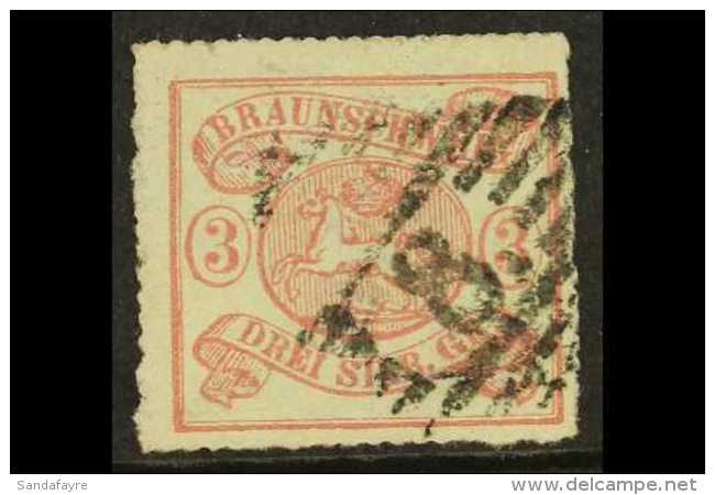 BRUNSWICK  1864 3sgr Rose On White, Perce En Arc 16, Mi 16A, Fine Used With "8" In Barred Diamond Cancel. Scarce... - Sonstige & Ohne Zuordnung