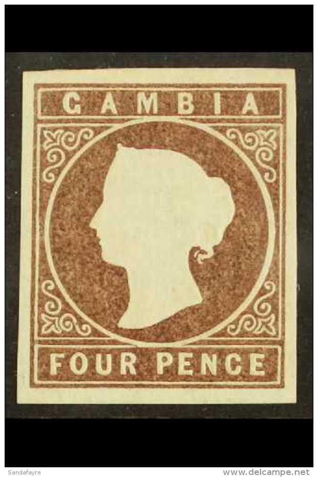 1874  4d Brown, Watermark "Crown CC," Imperforate, SG 5, Four Good To Large Margins,good To Fine Mint. For More... - Gambia (...-1964)