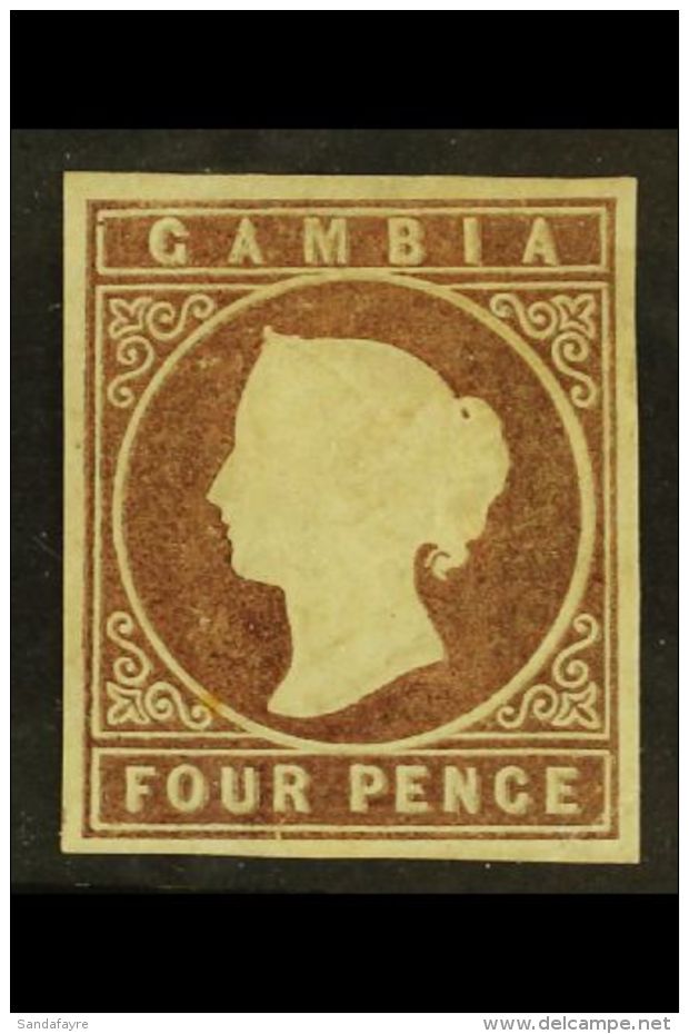 1869  4d Pale Brown No Wmk, SG 2, Mint Part OG With 4 Good Neat Margins. For More Images, Please Visit... - Gambia (...-1964)