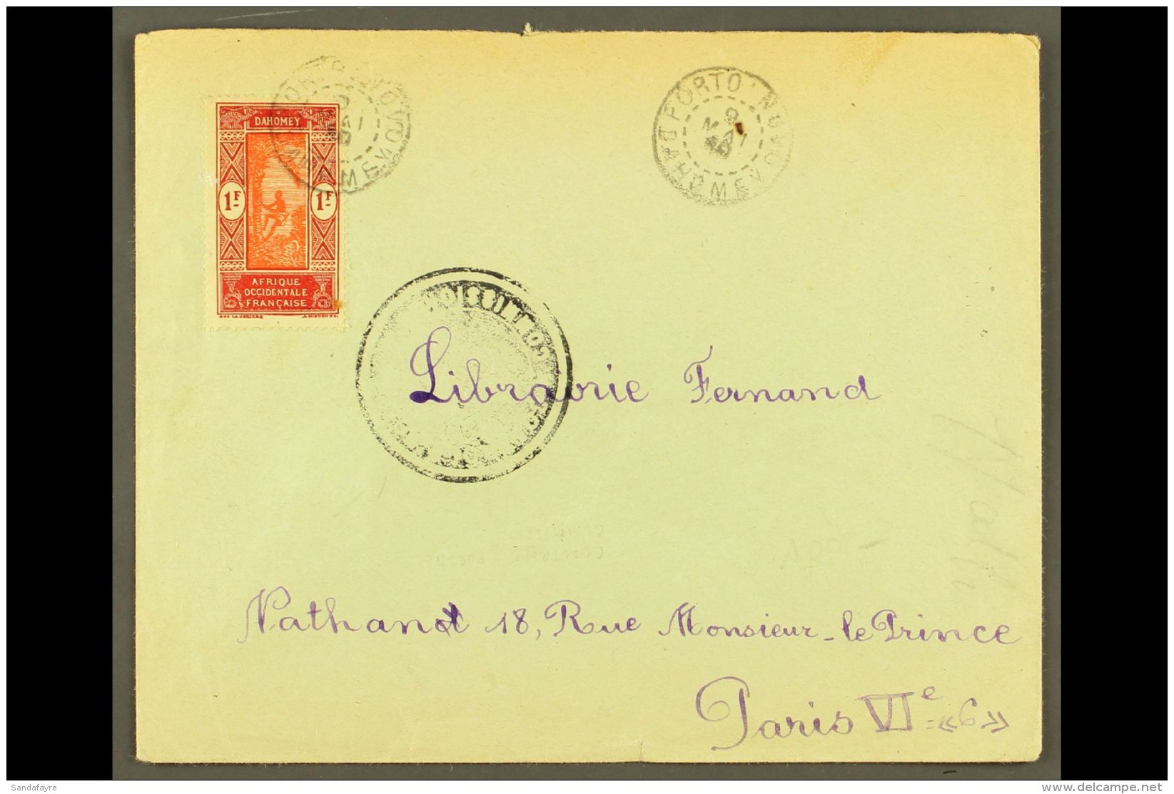 DAHOMEY  1940 (9 May) Censored Cover To France, Bearing 1f Stamp Tied By "Porto Novo" Cds Cancel, Plus Scarce... - Sonstige & Ohne Zuordnung