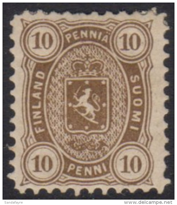 1875-85  10 Penni Olive-brown, Perf 11, Facit 15, Fine Mint With Part Original Gum. For More Images, Please Visit... - Sonstige & Ohne Zuordnung