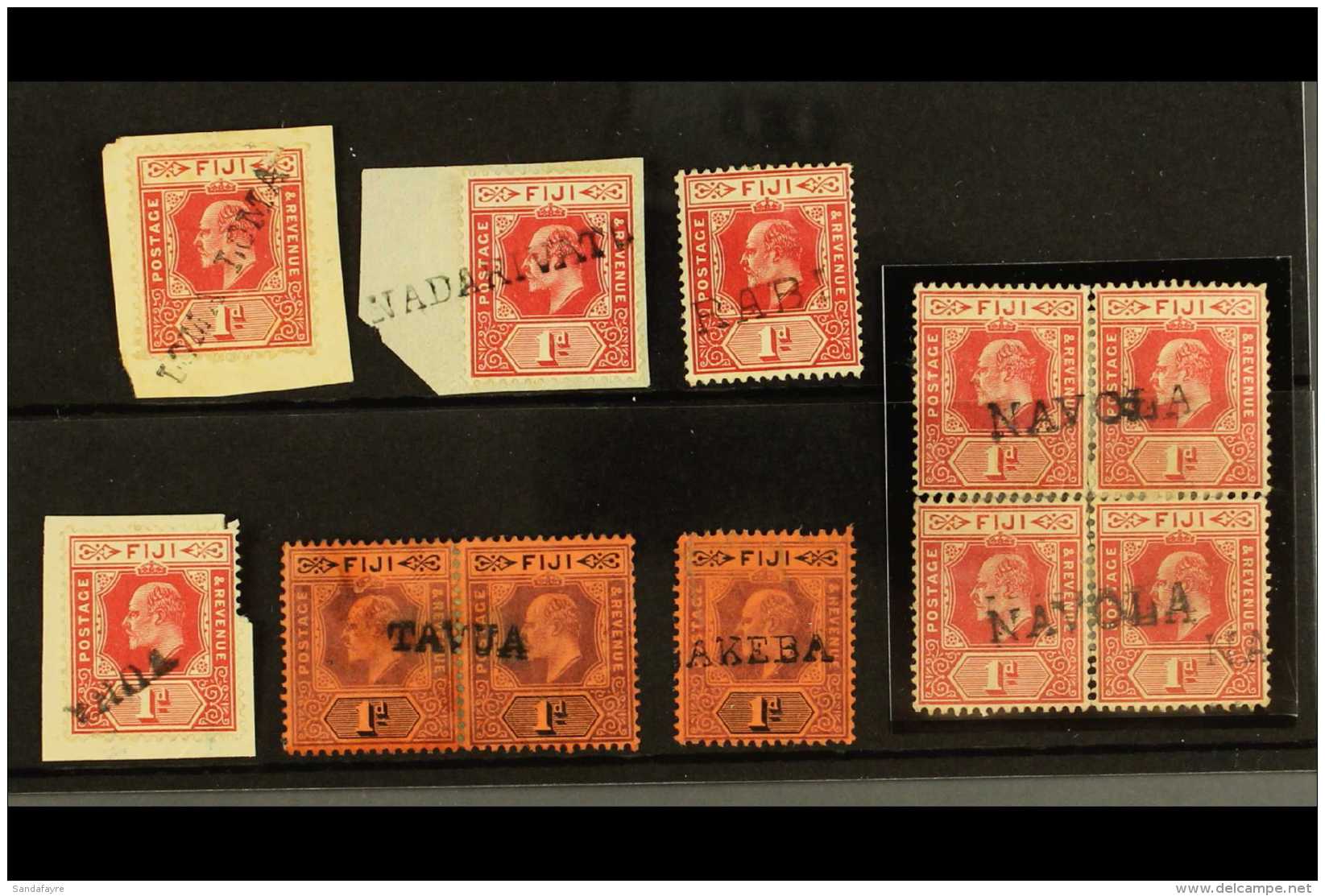 POSTMARKS  C.1903-06 1d KEVII Issues, Single Stamps Cancelled By Straight Line Strikes Of "LOMA LOMA,"... - Fidschi-Inseln (...-1970)