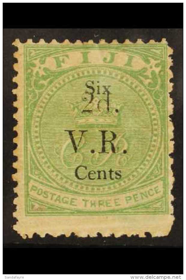 1875  2c On 6c On 3d Green, Surcharge In Black, SG 25, Mint With A Couple Of Tiny Gum Thins, Light Crease Across... - Fidschi-Inseln (...-1970)