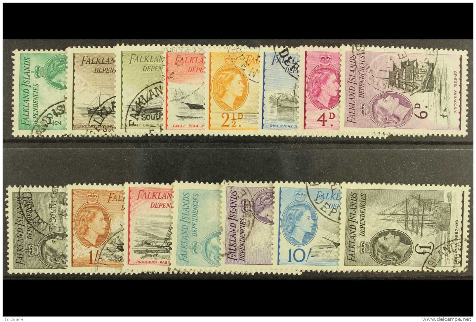 1954-62  Definitive Set, SG G26-40, Very Fine Cds Used. (15) For More Images, Please Visit... - Falklandinseln