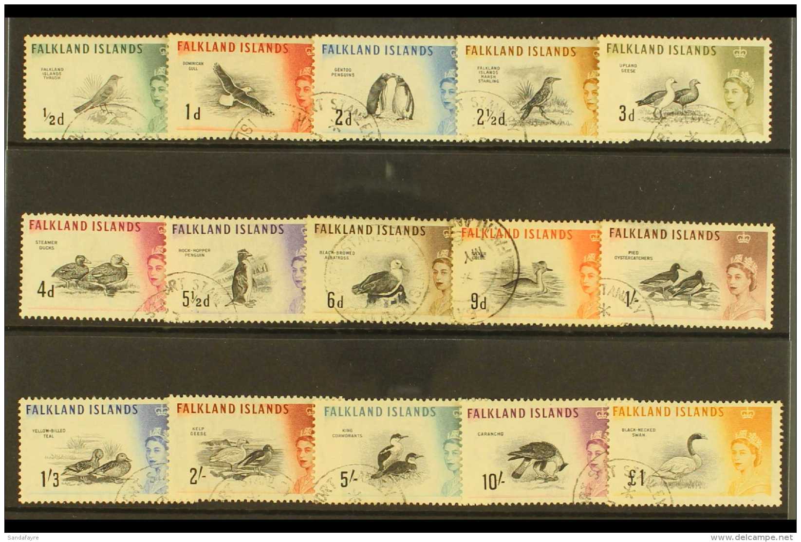 1960-6  Birds Defins, Complete Set, SG 193/207, Very Fine Used (15). For More Images, Please Visit... - Falkland