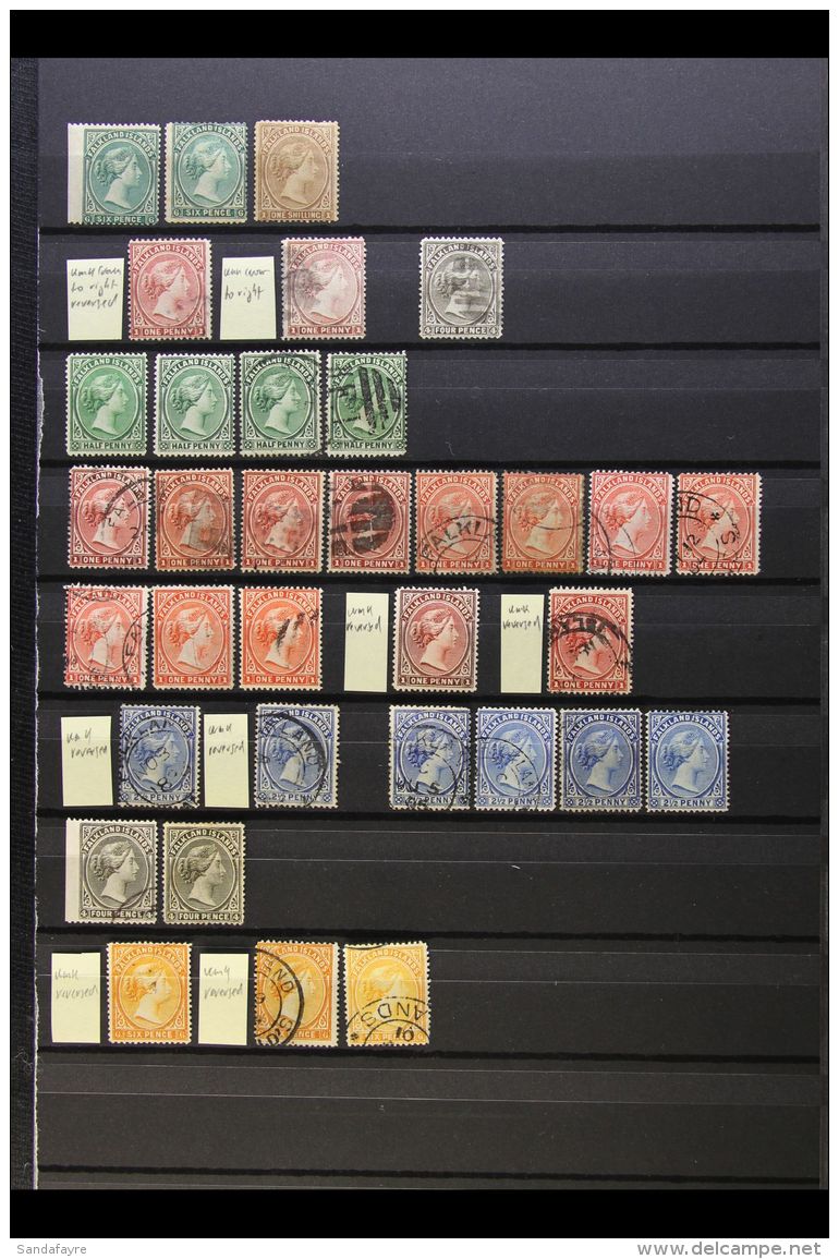 1878-1891 COLLECTION  With Shades &amp; Watermark Varieties On A Stock Page, Inc 1878-79 6d (x2) &amp; 1s Mint,... - Falklandinseln