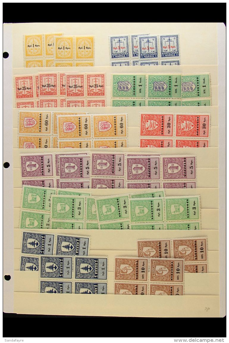GERMAN OCCUPATION  REVENUES 1941 Accumulation Of Superb Never Hinged Mint Blocks On Stock Pages, Inc Documentary... - Estland
