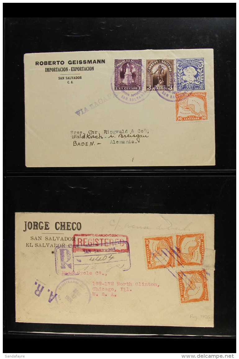 COMMERCIAL COVERS  1925-75 Group With 1925 6c Env To Germany Uprated With 1c, 3c, And 10c, And With "VIA ZACOPA"... - El Salvador