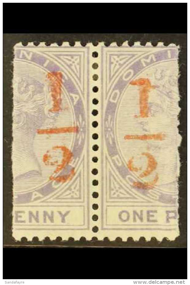 1882  &frac12;(d) On Half 1d, SG Type 3 Surcharge In Red, SG 11, Very Fine Mint Horizontal PAIR. For More Images,... - Dominica (...-1978)