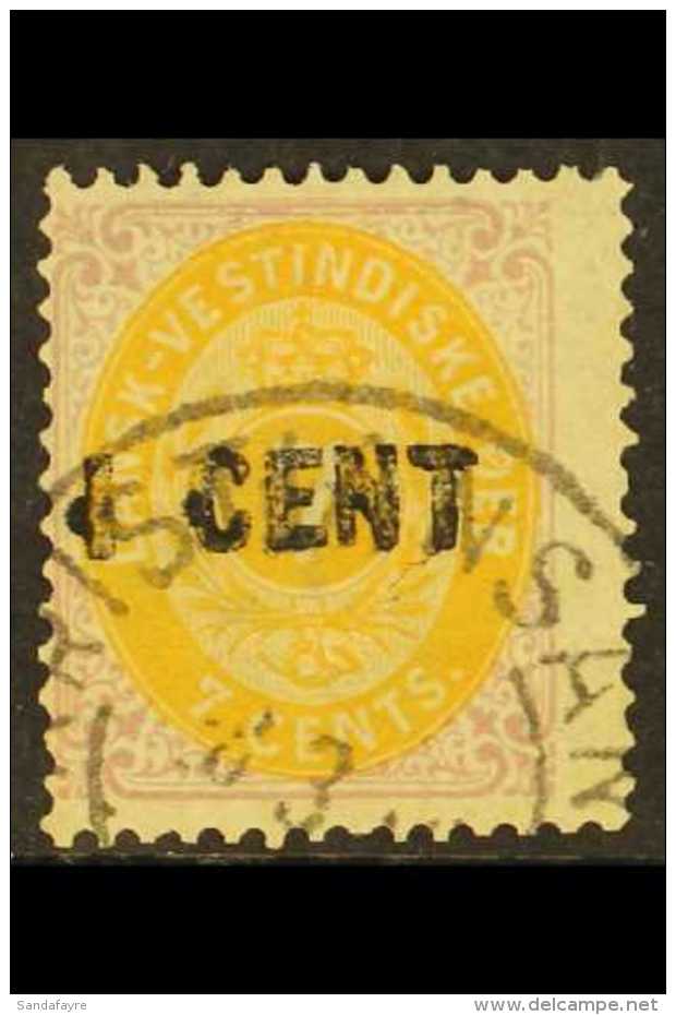 1887  1c On 7c Yellow-ochre And Slate-lilac, SG 36, Fine Used, Centered To Left. For More Images, Please Visit... - Danish West Indies