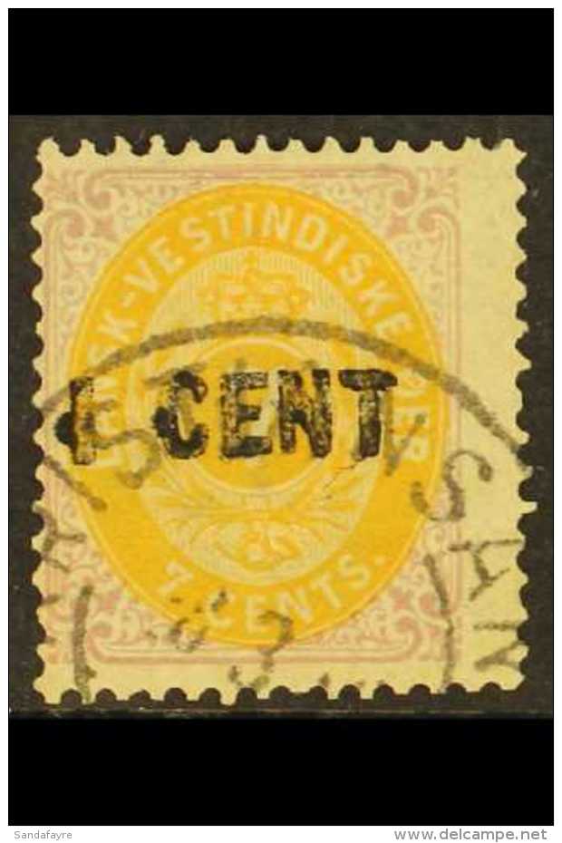 1887  1c On 7c Yellow-ochre And Slate-lilac, SG 36, Fine Used, Centered To Left. For More Images, Please Visit... - Dänisch-Westindien