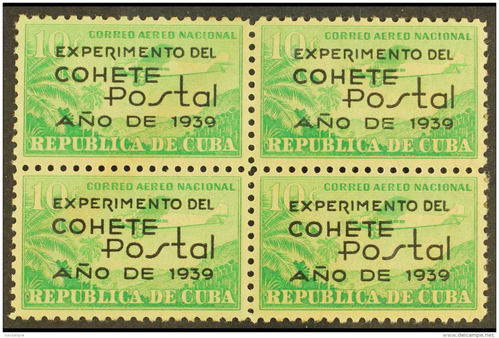 1939  AIR 10c Emerald Experimental Postal Rocket Flight, Sc C31, Fine Mint BLOCK OF FOUR. For More Images, Please... - Sonstige & Ohne Zuordnung