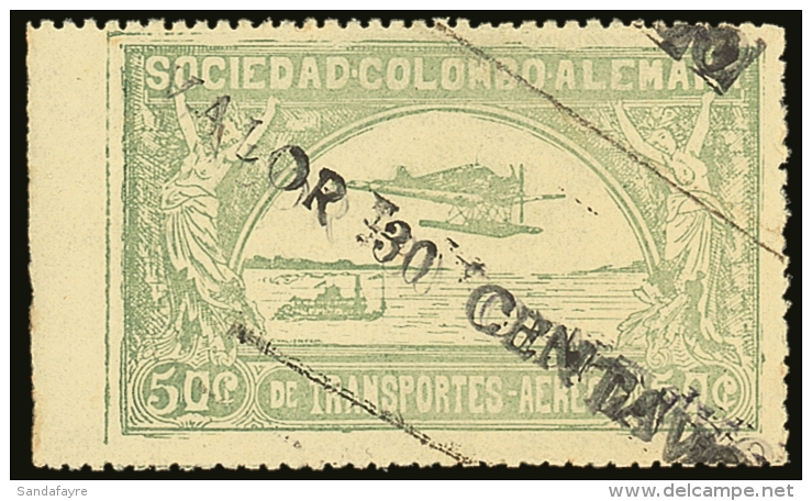 SCADTA  1921 (Oct) 30c On 50c Dull Green, SG 6 (Scott C20), Never Hinged Mint With Wide Straight Edge Sheet... - Colombie