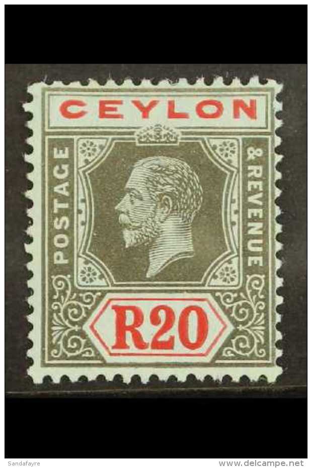 1912-25  20r Black &amp; Red/blue, SG 319, Very Fine Mint For More Images, Please Visit... - Ceylon (...-1947)