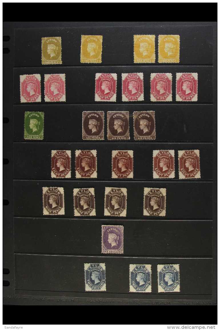1867-70 MINT / UNUSED GROUP  All On The Handmade Paper, Small WATERMARK CROWN CC Paper, Perf 12&frac12;, Includes... - Ceylon (...-1947)