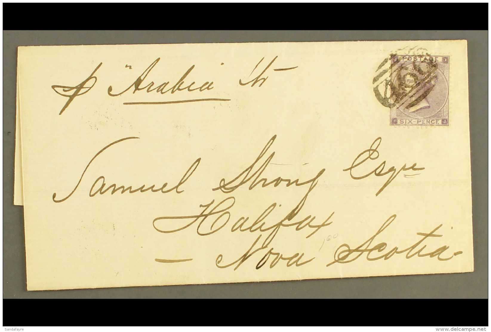 1863 COVER FROM ENGLAND  Bearing GB 1862-64 6d Lilac Tied By "466" Numeral Of Liverpool And Endorsed "p "Arabia"... - Sonstige & Ohne Zuordnung