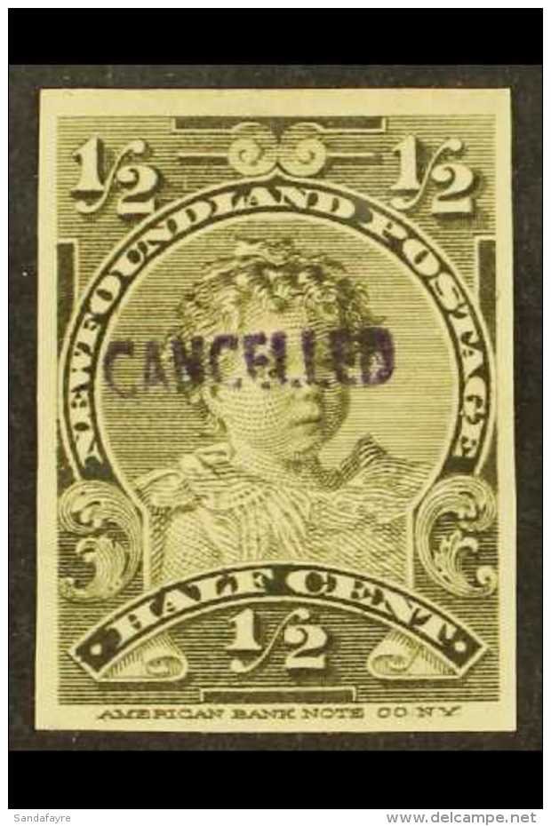 1898  &frac12;c Olive Prince Edward (as SG 83), IMPERF On Gummed Paper, Handstamped "CANCELLED" In Violet. Nice... - Sonstige & Ohne Zuordnung