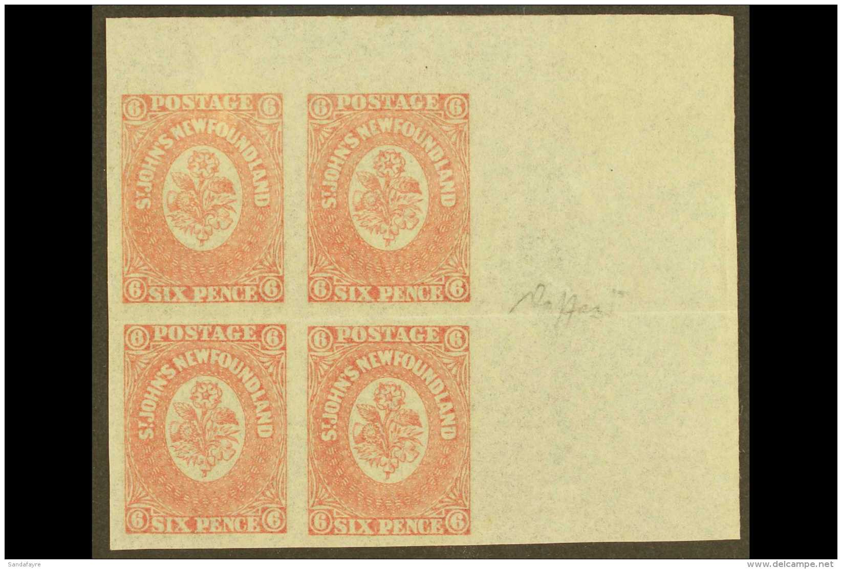 1862  6d Rose Lake, SG 20, Superb Mint Top Right Corner Block Of 4. For More Images, Please Visit... - Other & Unclassified