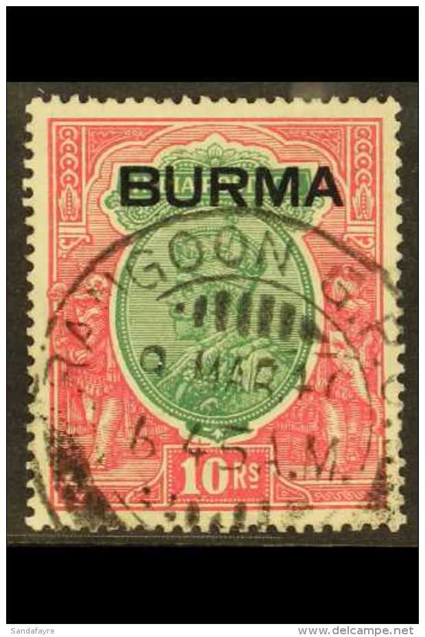 1937  10r Green And Scarlet, Overprint On King George V Of India, SG 16, Fine Used. For More Images, Please Visit... - Burma (...-1947)