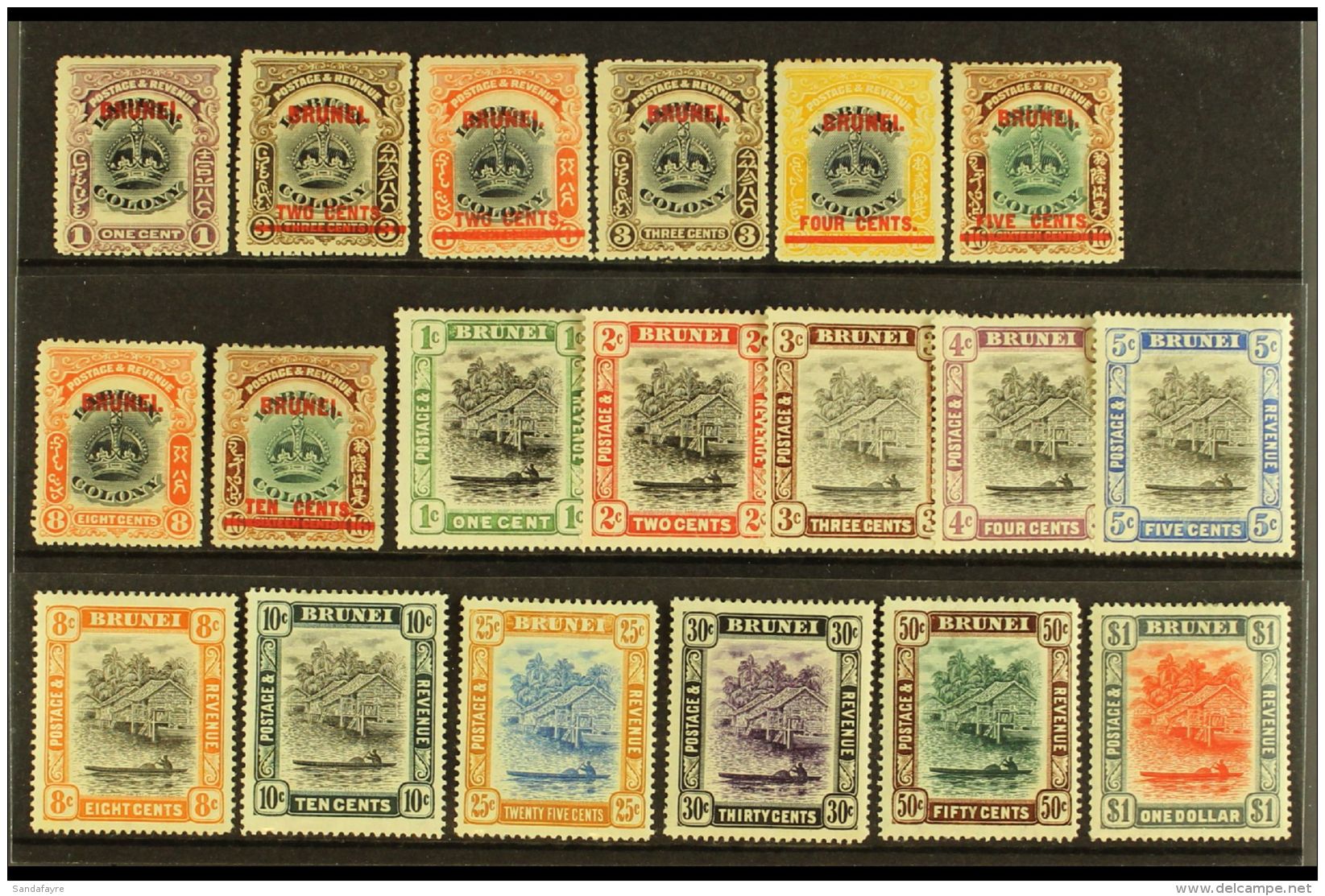 1906-10 MINT COLLECTION  Presented On A Stock Card. Includes 1906 Opt'd Set To 10c On 16c &amp; 1907-10 Complete... - Brunei (...-1984)