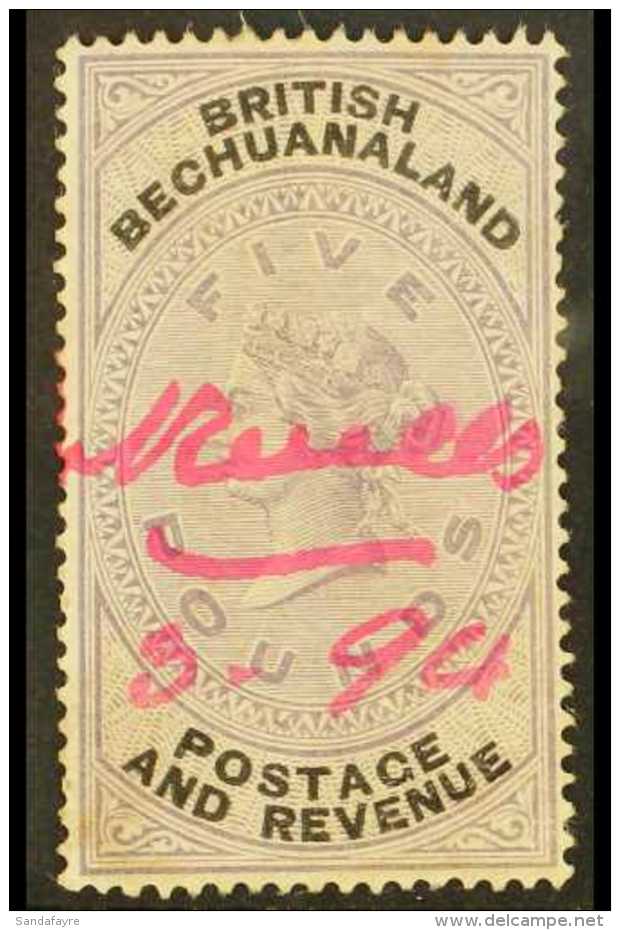 1888  &pound;5 Lilac And Black, SG 21, With Red Manuscript  Fiscal Cancel. For More Images, Please Visit... - Otros & Sin Clasificación