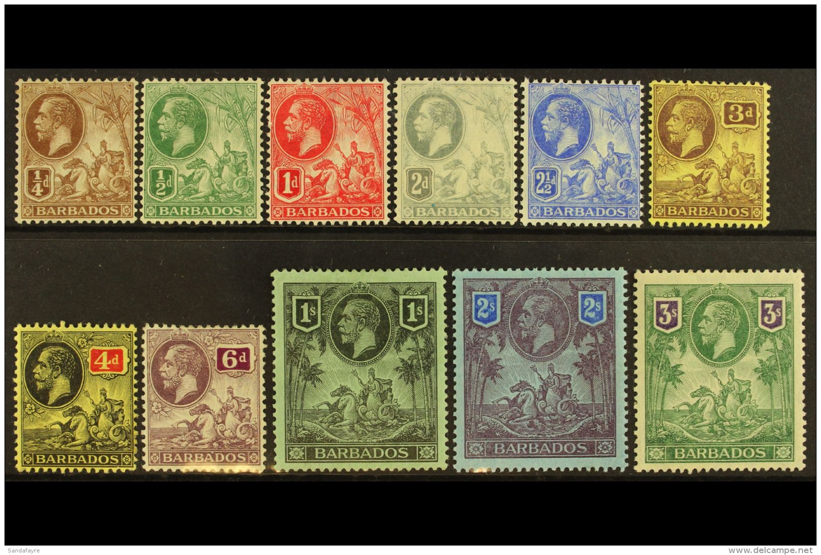 1912-16  Complete Set, SG 170/80, Fine Mint, Very Fresh. (11 Stamps) For More Images, Please Visit... - Barbados (...-1966)