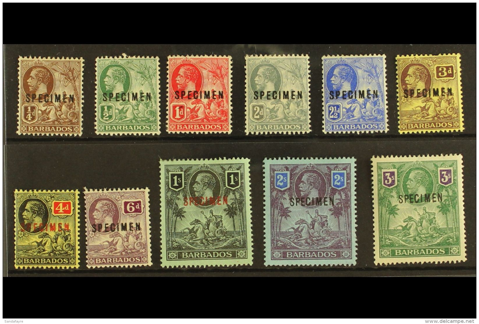 1912  Geo V And Seal Set Complete Overprinted "Specimen", SG 170s/80s, Very Fine Mint Large Part Og. (11 Stamps)... - Barbados (...-1966)