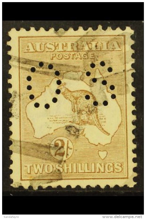 OFFICIAL  1915 1s Brown Roo Punctured "OS", SG O36, Fine Used, Nice Centering, Fresh Colour. For More Images,... - Sonstige & Ohne Zuordnung