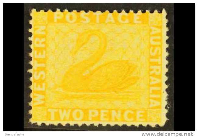 WESTERN AUSTRALIA  1876-81 2d Chrome-yellow WATERMARK CROWN TO RIGHT OF CC Variety, SG 71bw, Fine Mint, Very... - Sonstige & Ohne Zuordnung