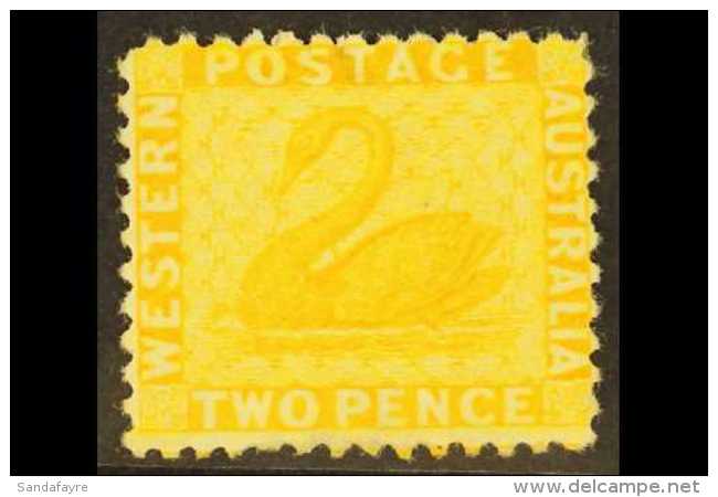 WESTERN AUSTRALIA  1882-85 2d Chrome-yellow Perf 12 WATERMARK CROWN TO RIGHT OF CA Variety, SG 83w, Fine Mint,... - Otros & Sin Clasificación