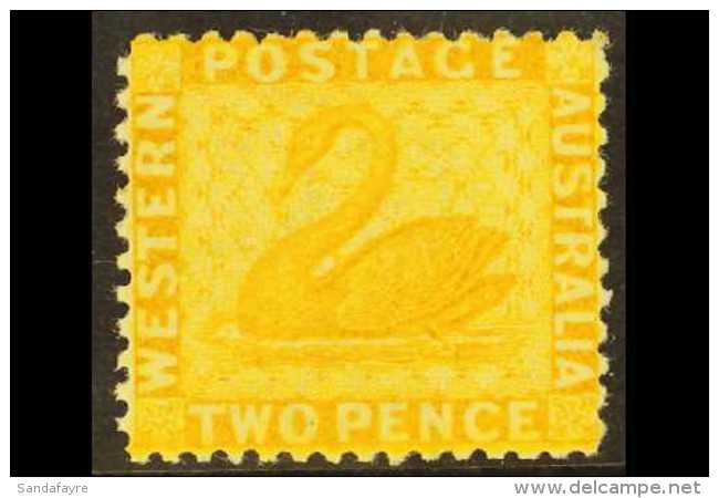 WESTERN AUSTRALIA  1864-79 2d Yellow Perf 12&frac12; WATERMARK REVERSED Variety, SG 55x, Fine Mint, Very Fresh.... - Sonstige & Ohne Zuordnung