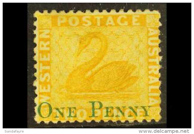 WESTERN AUSTRALIA  1874 1d On 2d Yellow Surcharge Watermark Reversed Variety, SG 67x, Mint With Large Part... - Sonstige & Ohne Zuordnung