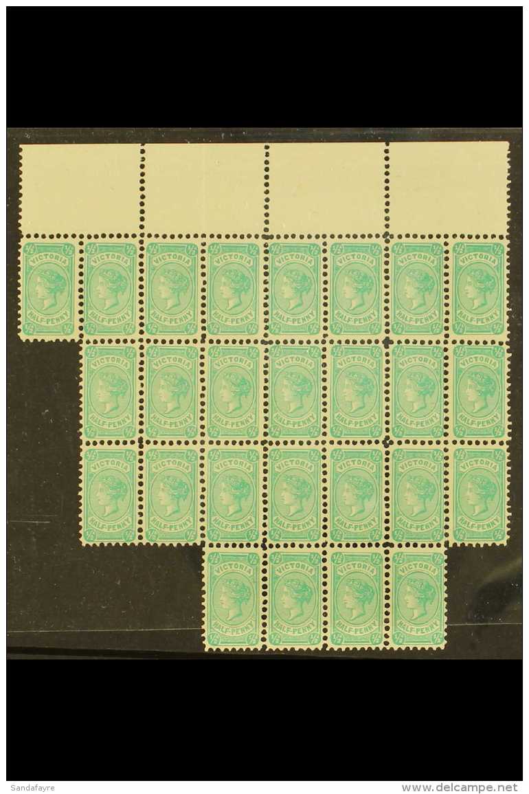 VICTORIA  1901-10 &frac12;d Blue-green, Die I, Wmk Sideways, SG 384, Never Hinged Mint Irregular Block Of 26 From... - Other & Unclassified