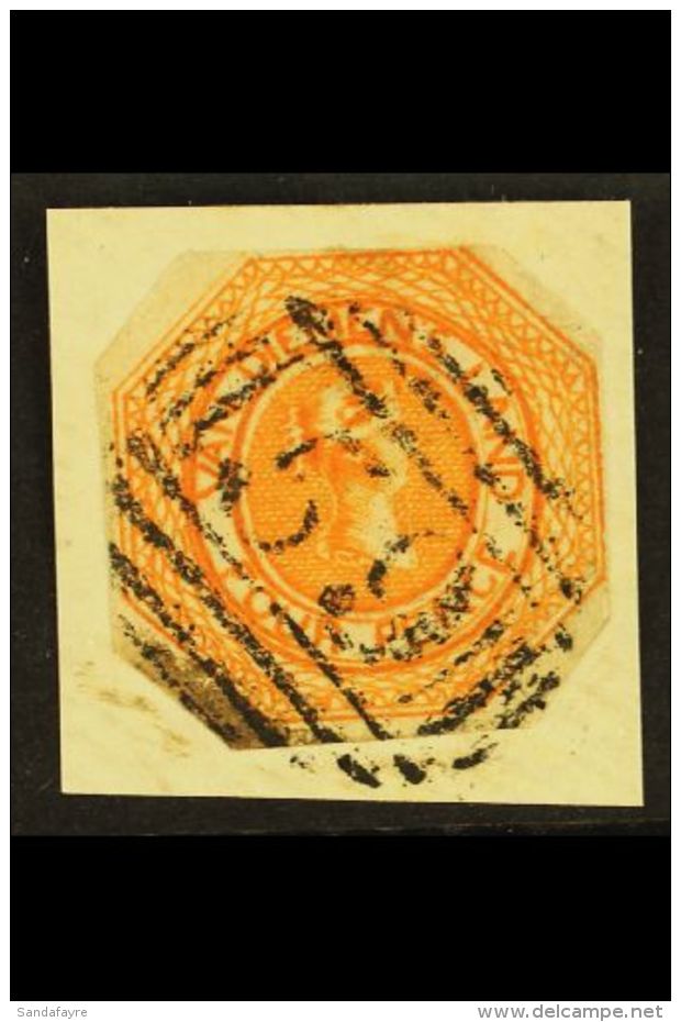 TASMANIA  1853 4d Orange, From Plate II, Coarse Engraving, SG 10, Used On Piece, Cut To Shape. For More Images,... - Sonstige & Ohne Zuordnung