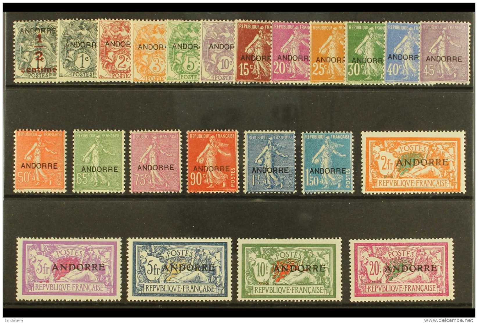 FRENCH  1931 "ANDORRE" Overprint Set Complete, Yv 1/23, Very Fine And Fresh Mint. (23 Stamps) For More Images,... - Otros & Sin Clasificación