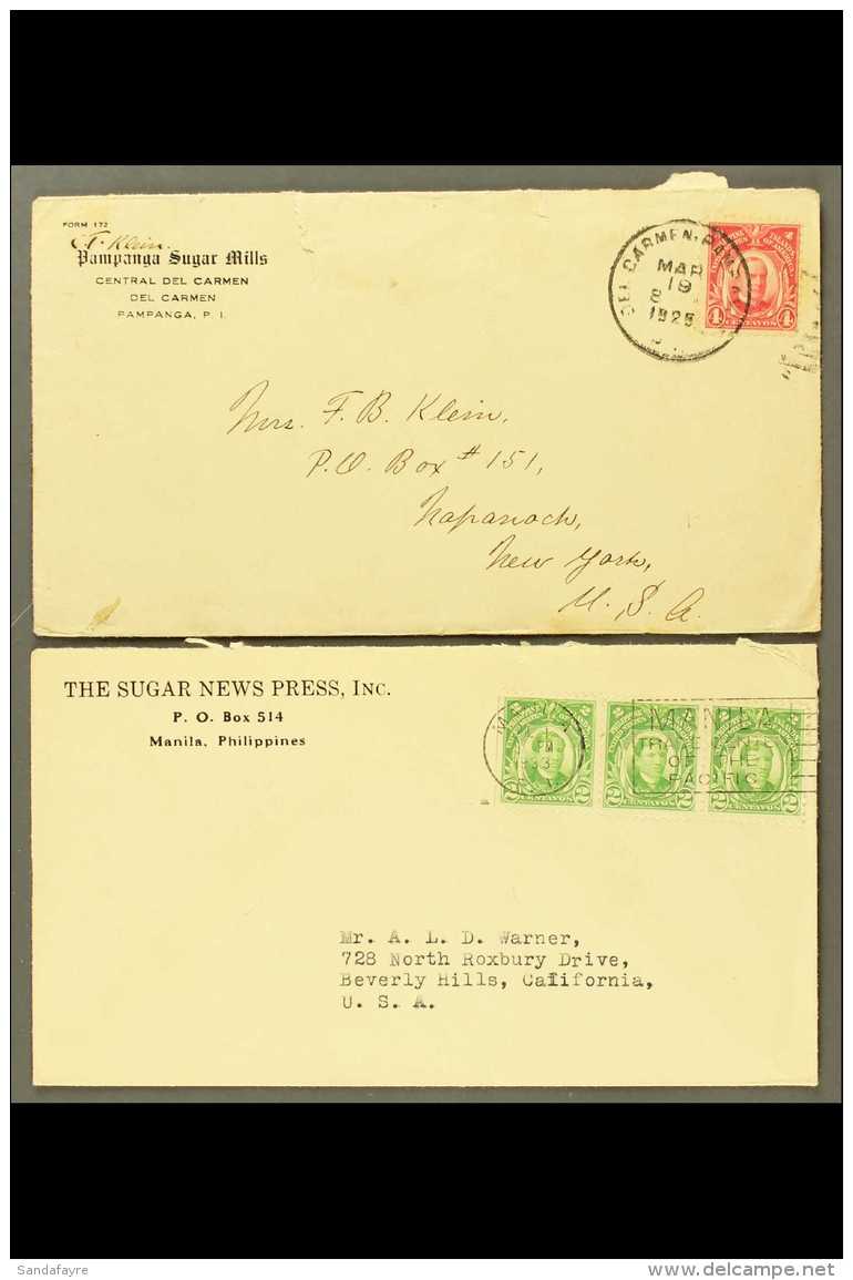 SUGAR  Philippines 1925 And 1933 "Pampanga Sugar Mills" And "The Sugar News Press" Printed Covers To USA Bearing... - Sin Clasificación