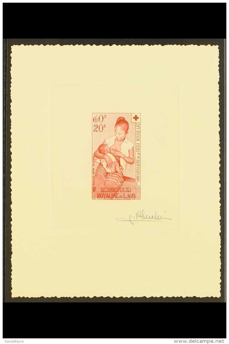 RED CROSS  LAOS 1958 60k Laos Red Cross Third Anniversary, Airmail Issue, ARTIST SIGNED PROOF In Carmine, As... - Ohne Zuordnung