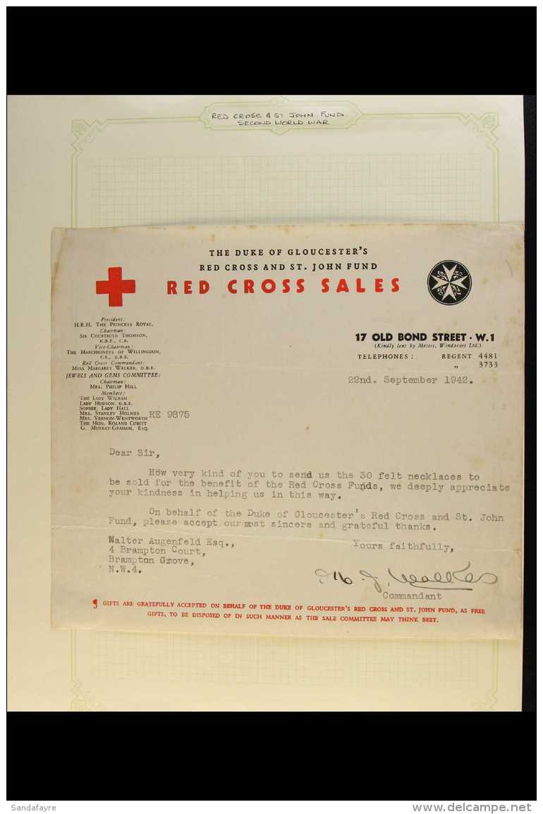 RED CROSS  An Interesting Collection Of WWII Red Cross Letters, Cards &amp; Correspondence Inc A 1942 Belgian Red... - Non Classés