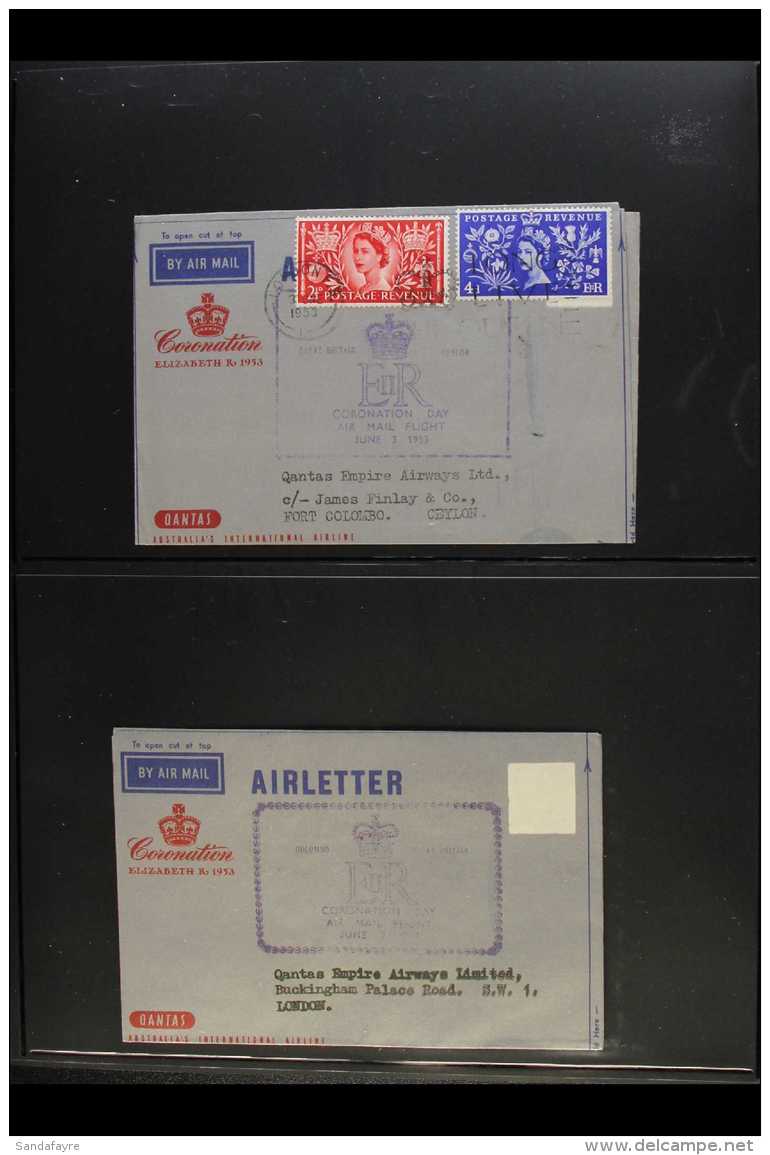 1953 CORONATION  Ceylon Special QANTAS Coronation Air Letters With June 2nd Colombo To London Bearing (on The... - Ohne Zuordnung